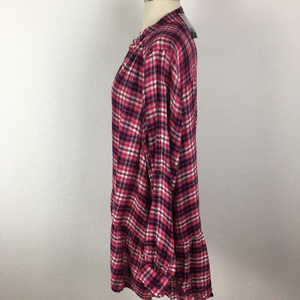 Lane Bryant Pink Plaid Long Sleeve NWT Pop Over Top 14 - Picture 4 of 7